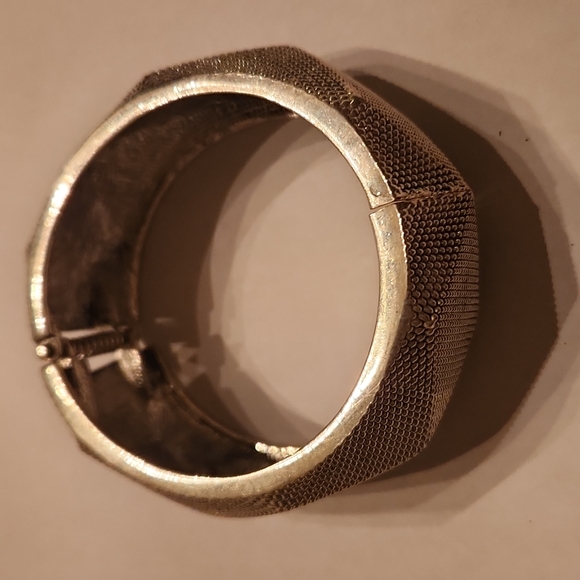Large mesh Bangle hinged vintage silver - Picture 3 of 13